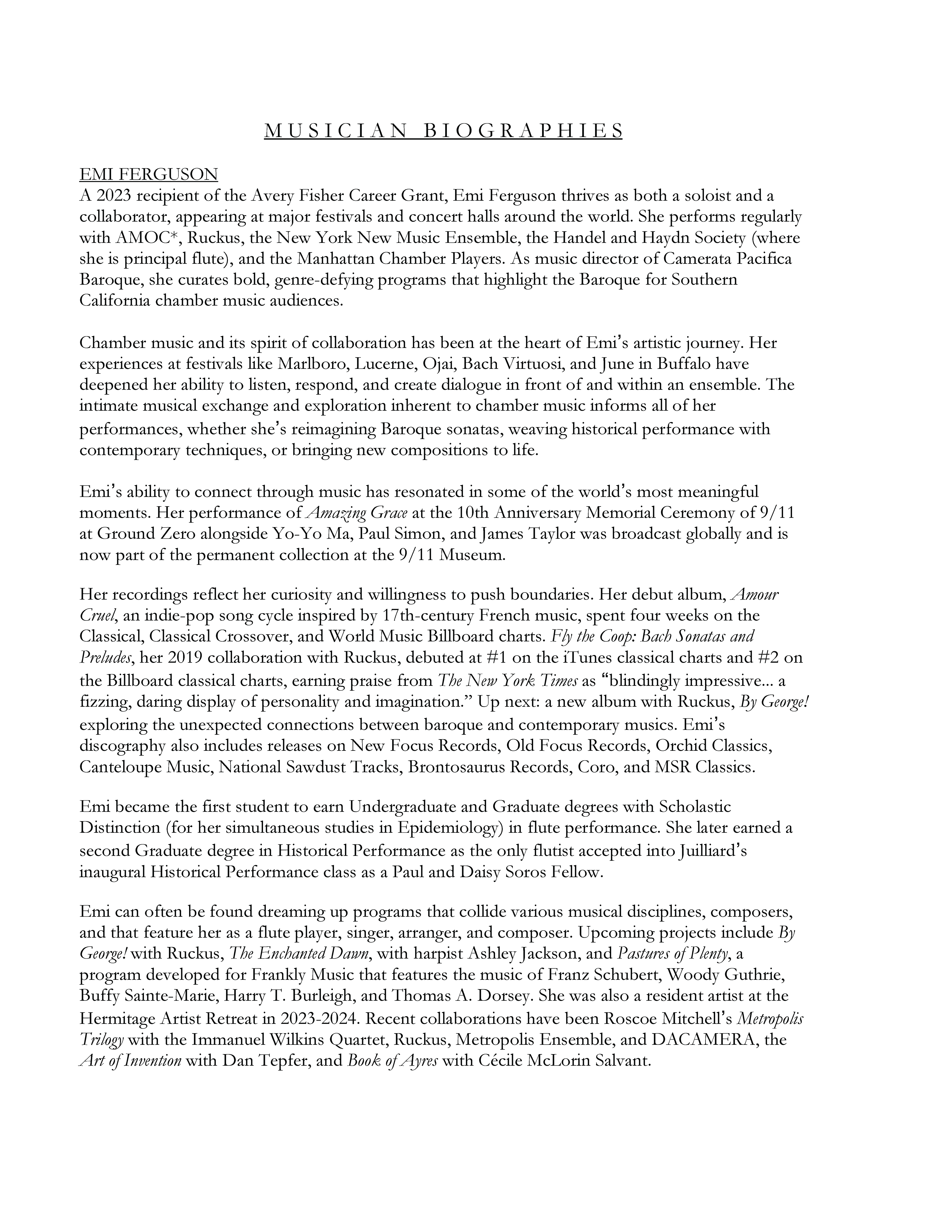 Unwrung Concert Program Booklet